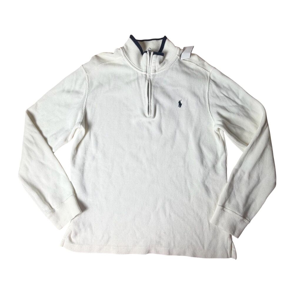 Polo Ralph Lauren Mens Quarter-Zip Pullover Classic Cream Preppy Casual XL